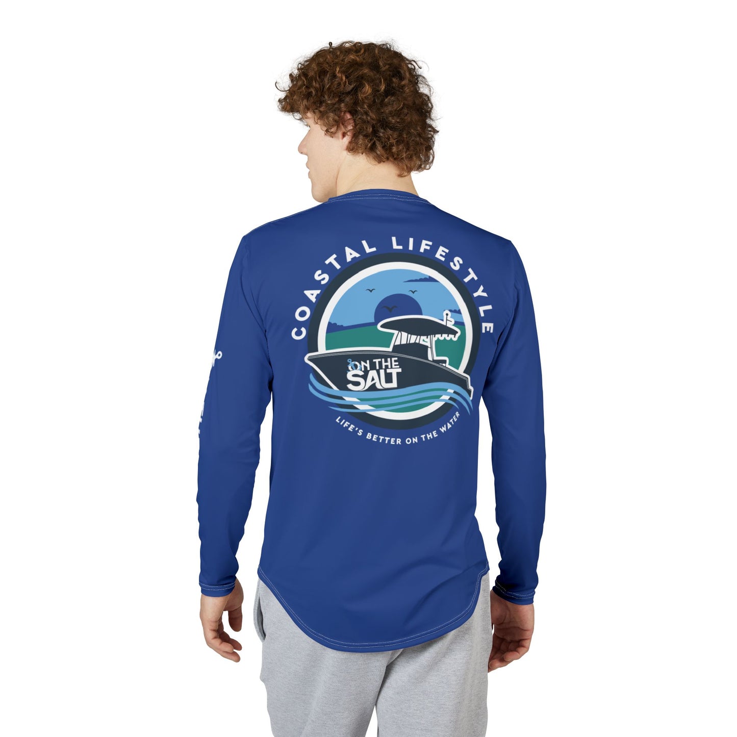 UV Protection Blue Coastal Long Sleeve Lifestyle Shirt