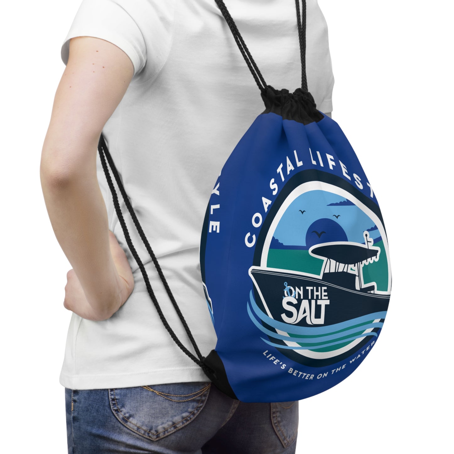 Coastal Lifestyle Drawstring Bag