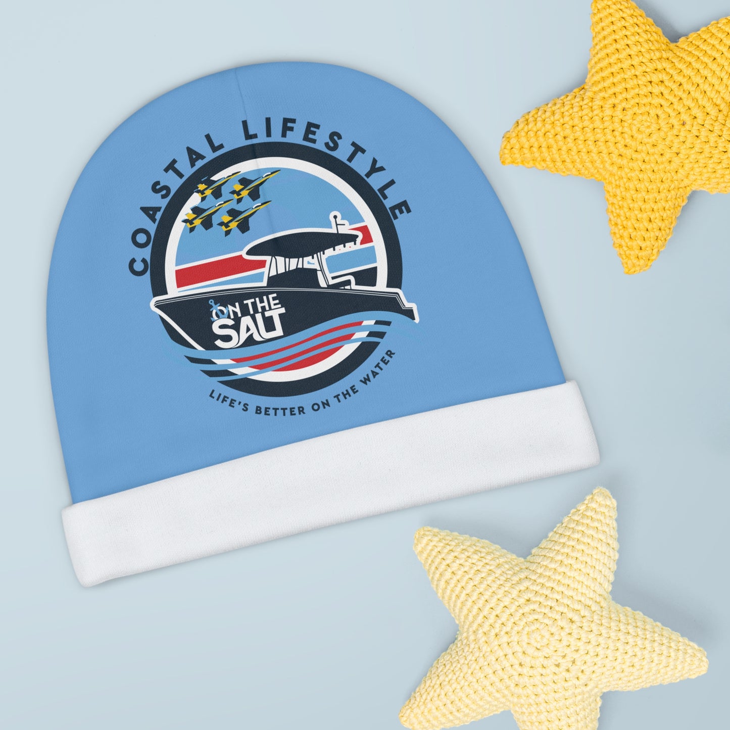 Coastal Lifestyle Baby Beanie, Cute Baby Hat, Nautical Beanie, Baby Shower Gift, Beach Outfit Accessory, On the Salt
