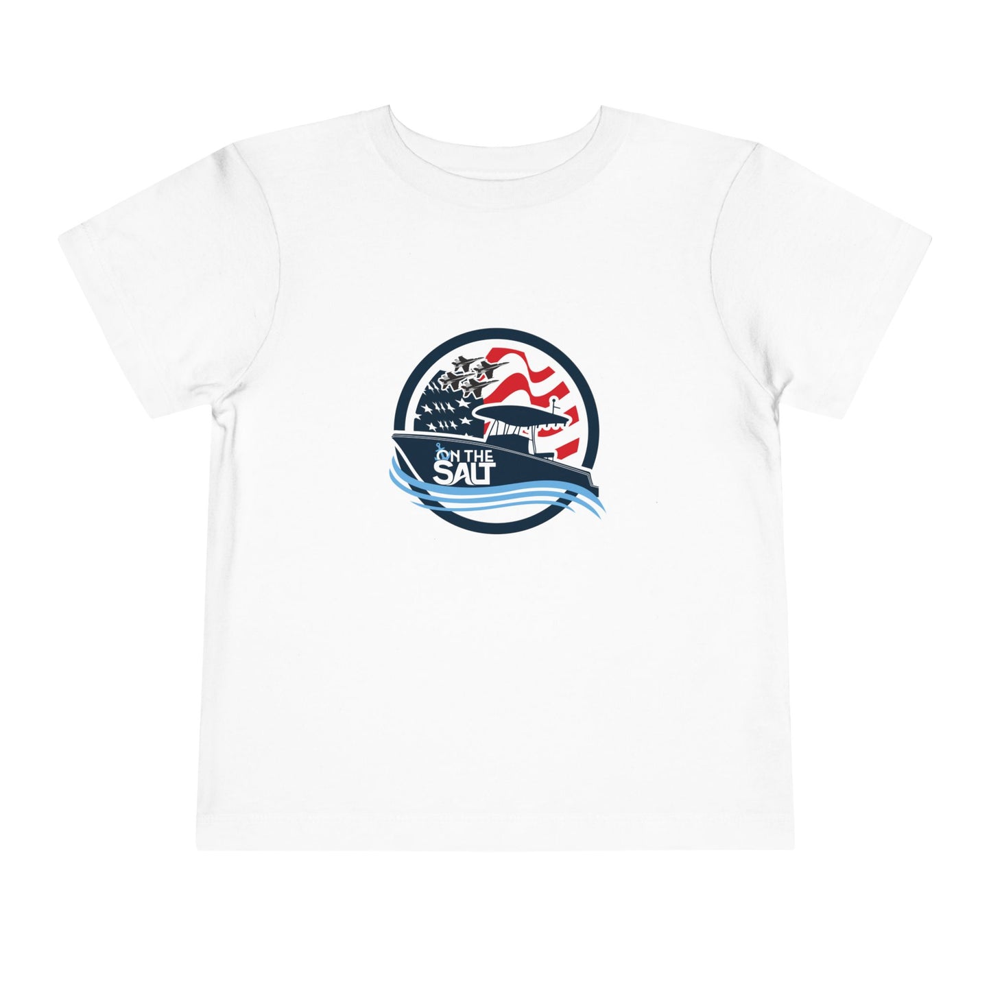 Toddler Tee - "Born to Be Salty" Nautical American Flag Boat Graphic