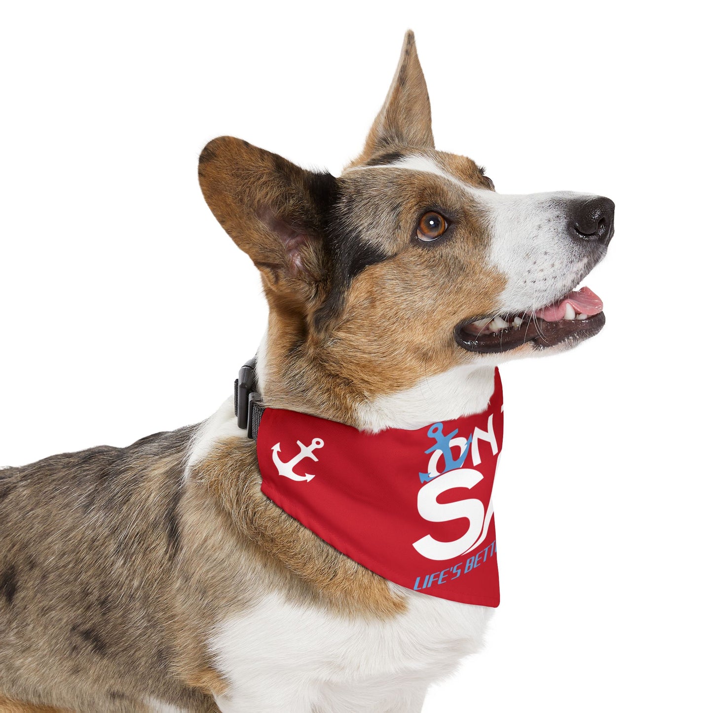 Nautical Coastal Lifestyle Pet Bandana Collar – Red Anchor Dog Scarf