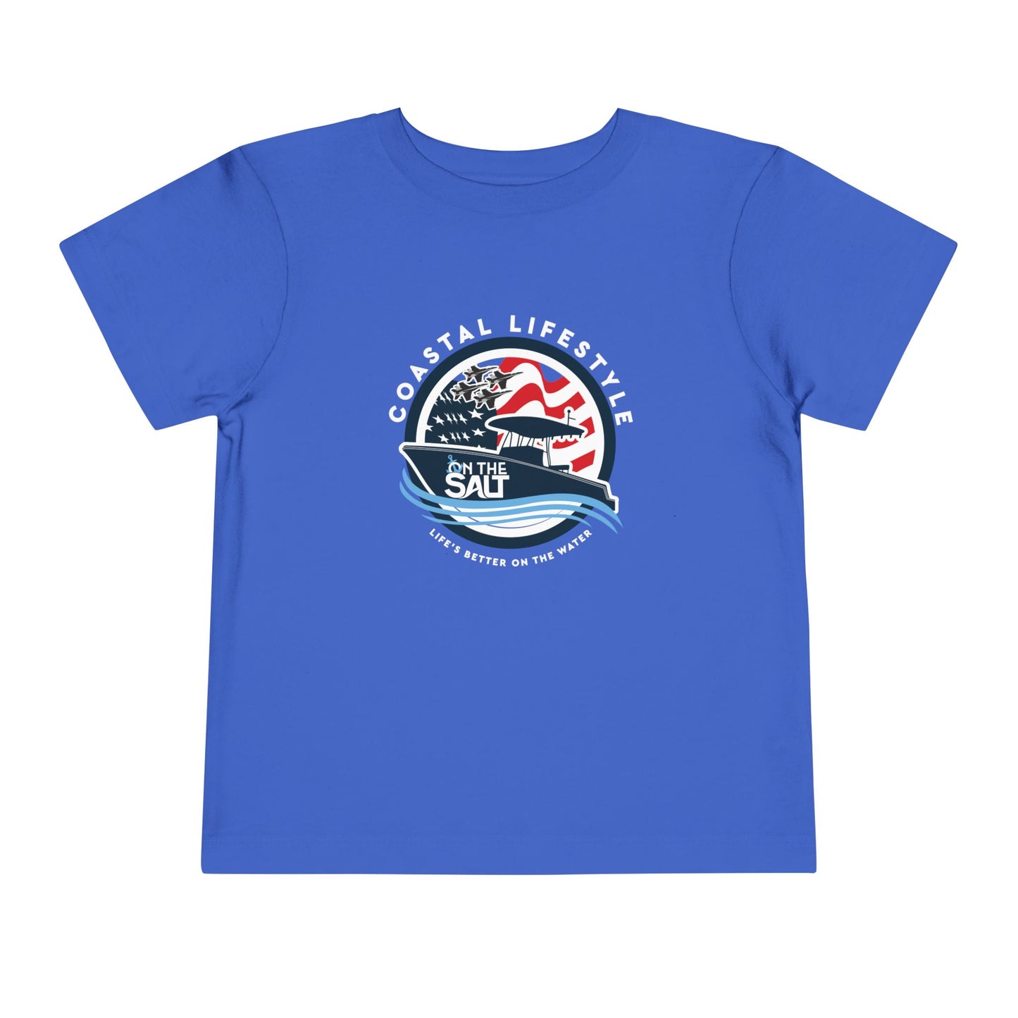 Toddler Tee - "Born to Be Salty" Nautical American Flag Boat Graphic