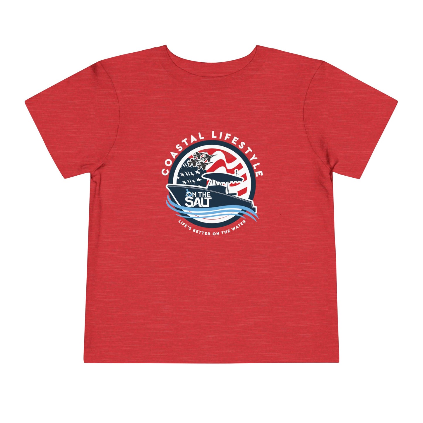 Toddler Tee - "Born to Be Salty" Nautical American Flag Boat Graphic