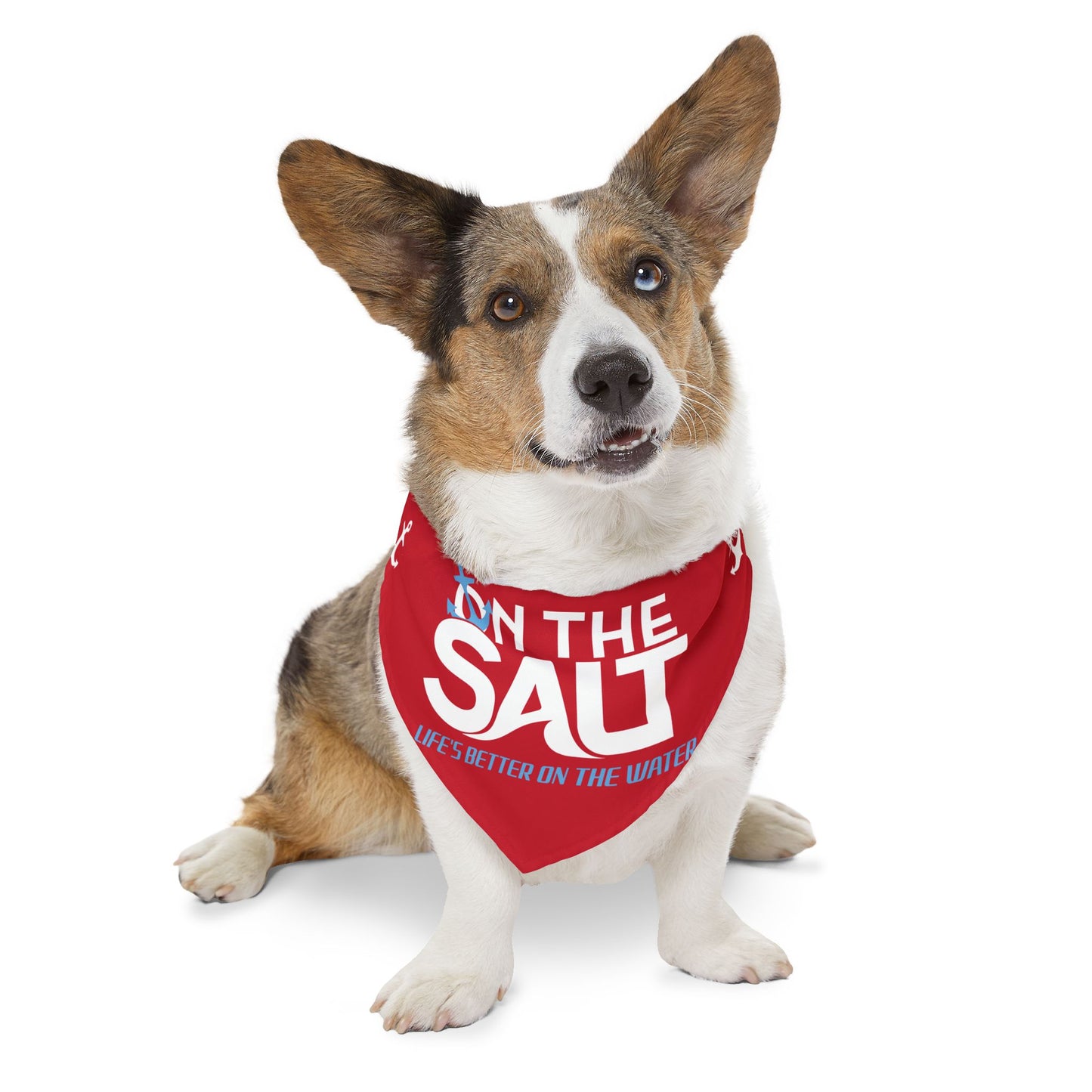 Nautical Coastal Lifestyle Pet Bandana Collar – Red Anchor Dog Scarf