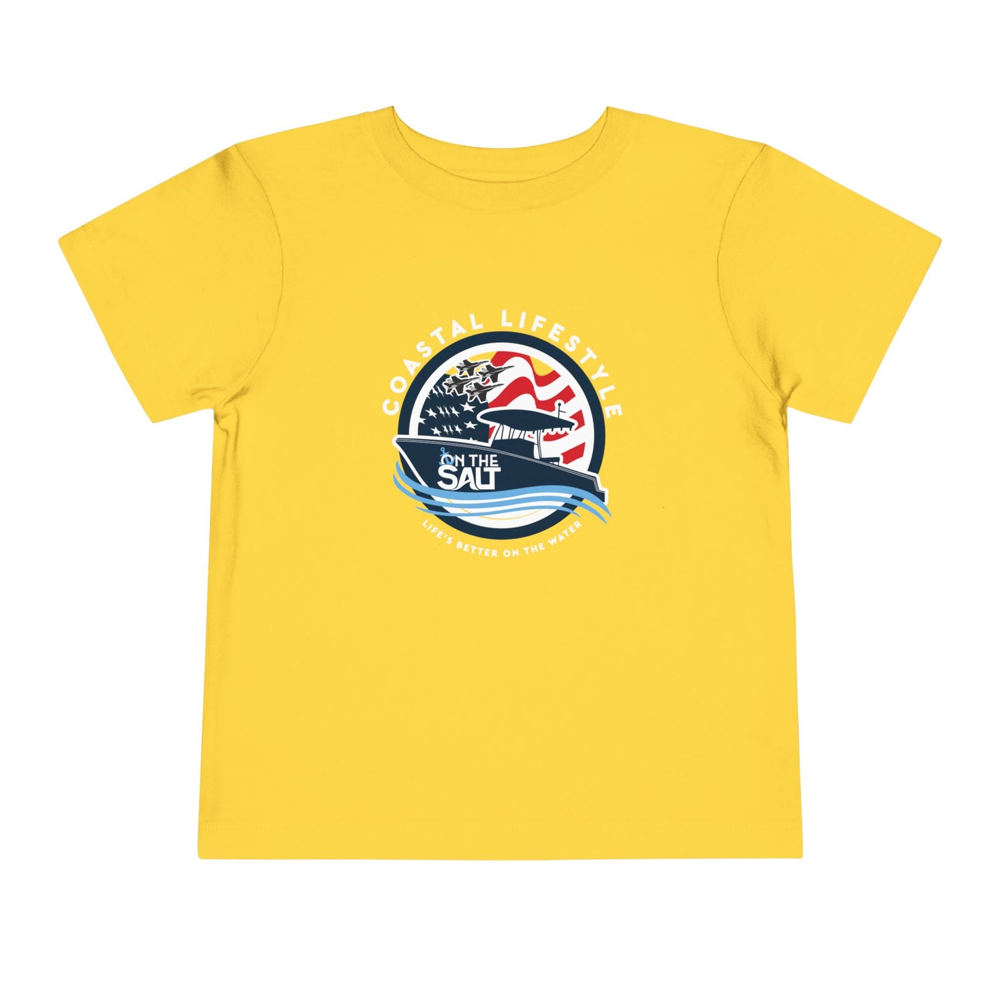 Toddler Tee - "Born to Be Salty" Nautical American Flag Boat Graphic
