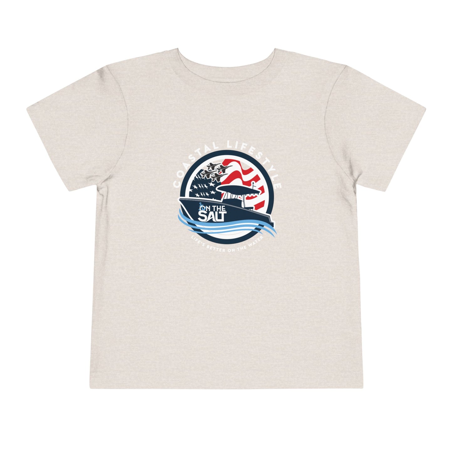 Toddler Tee - "Born to Be Salty" Nautical American Flag Boat Graphic