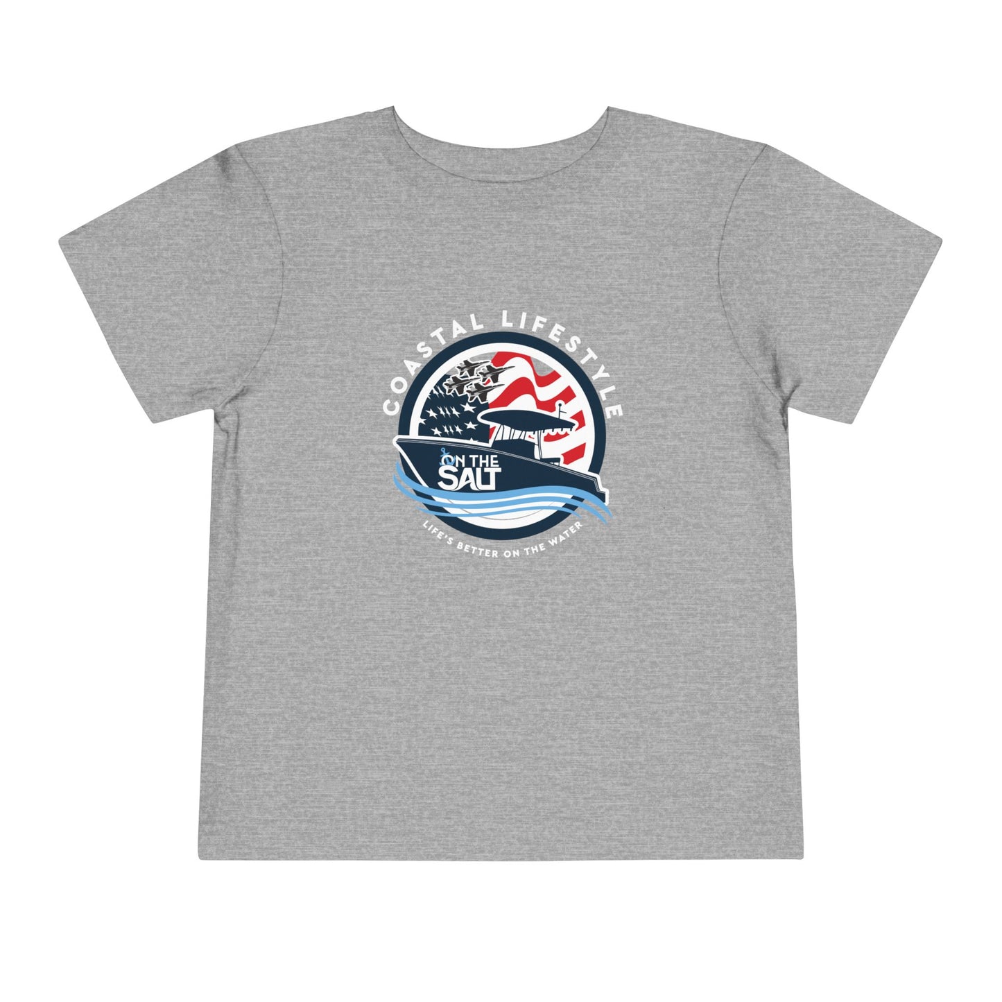 Toddler Tee - "Born to Be Salty" Nautical American Flag Boat Graphic