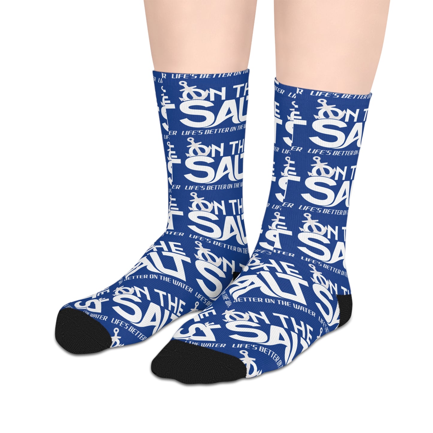The Outsiders Inspired Mid-Calf Graphic Socks — Blue Text Pattern