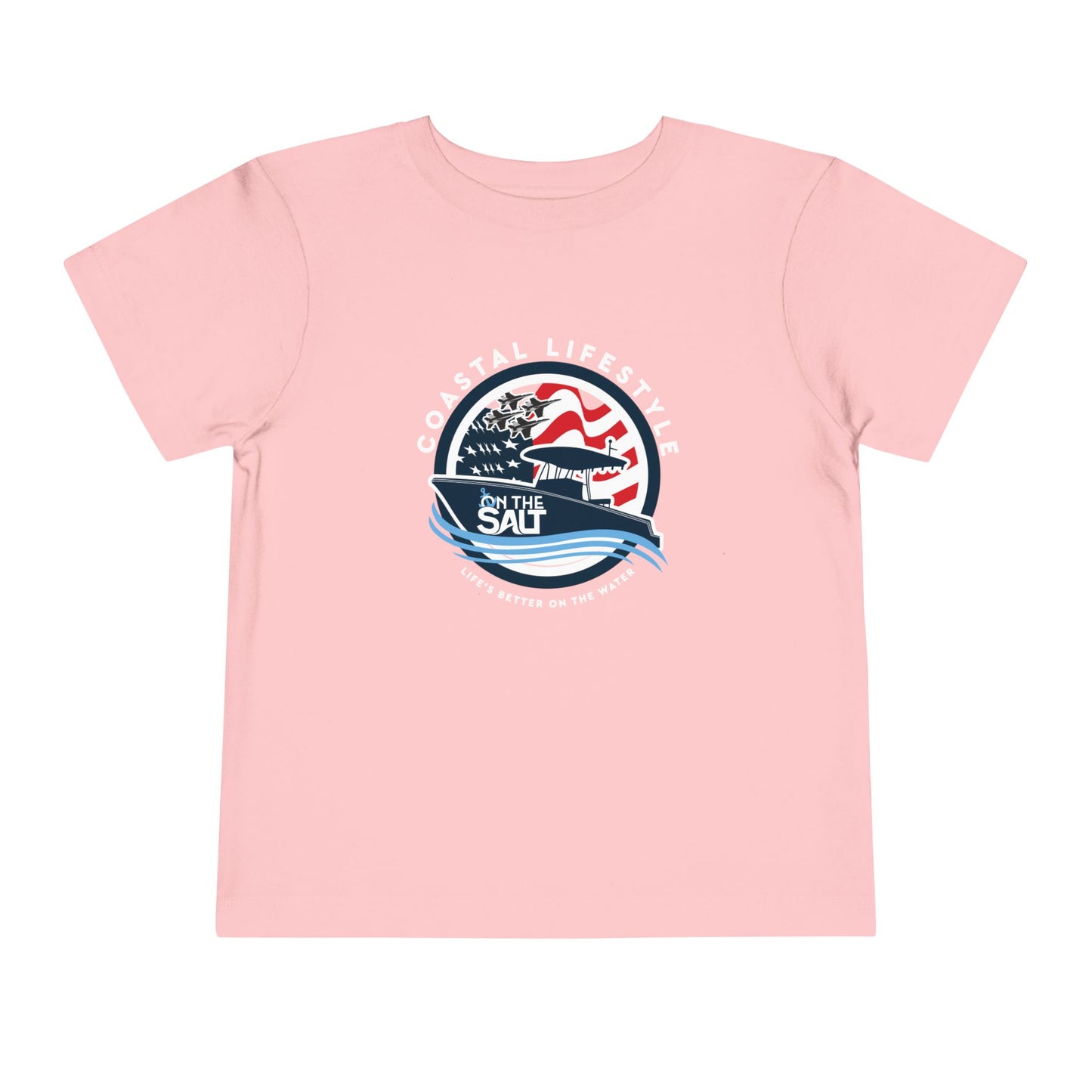 Toddler Tee - "Born to Be Salty" Nautical American Flag Boat Graphic