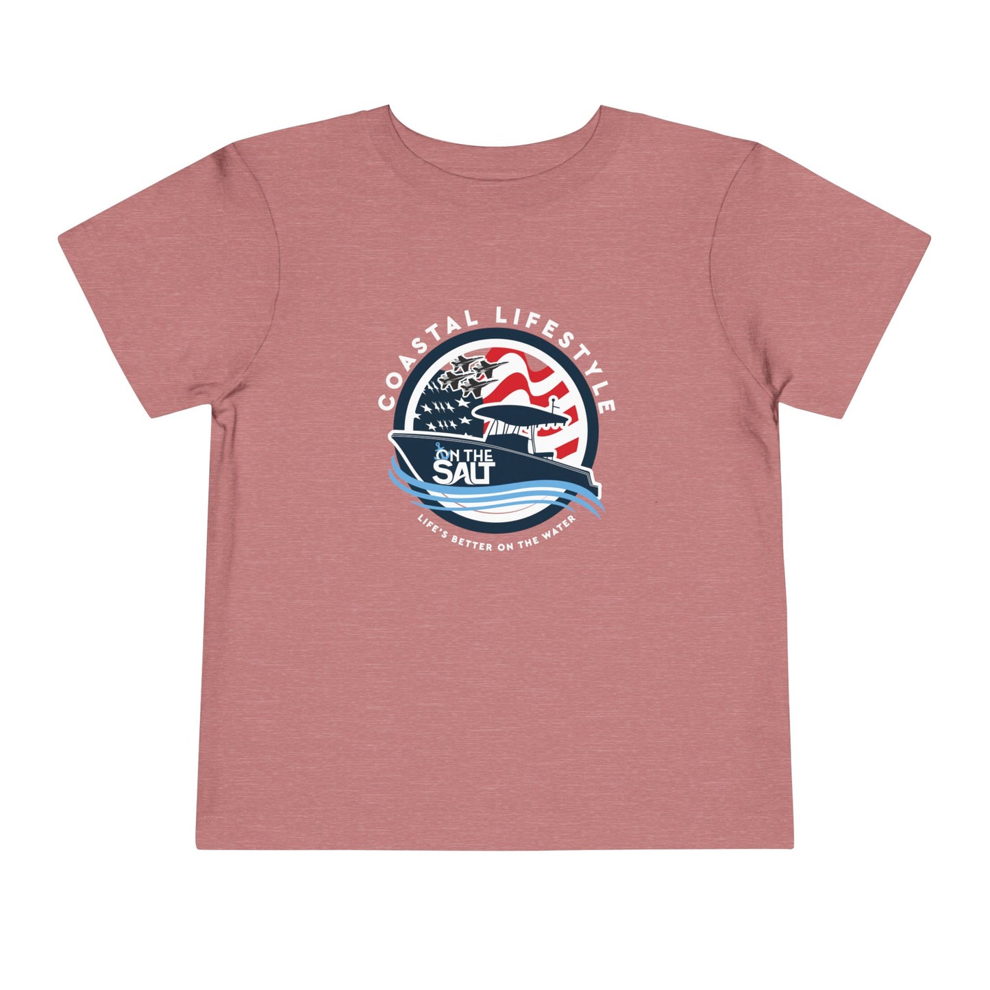 Toddler Tee - "Born to Be Salty" Nautical American Flag Boat Graphic