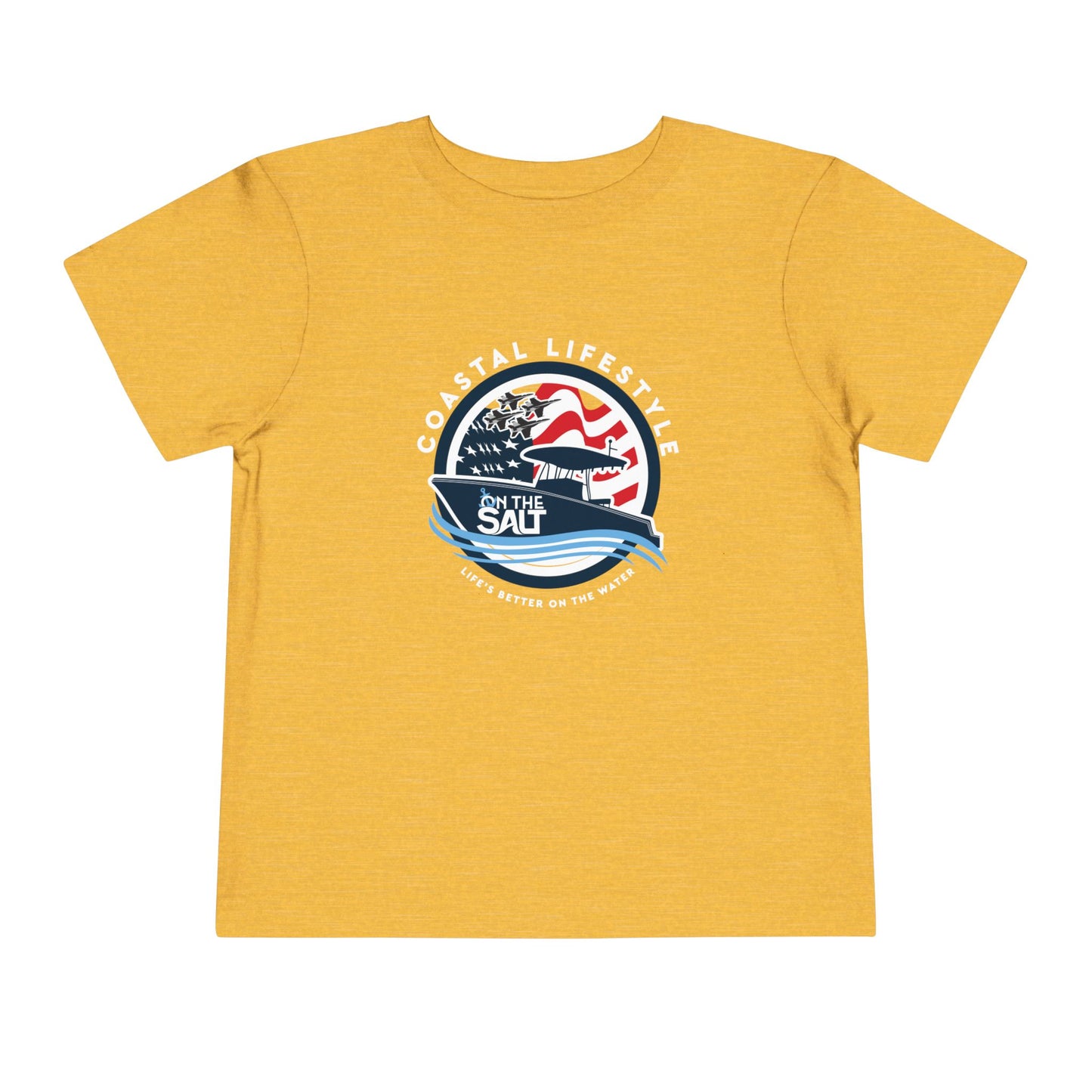 Toddler Tee - "Born to Be Salty" Nautical American Flag Boat Graphic