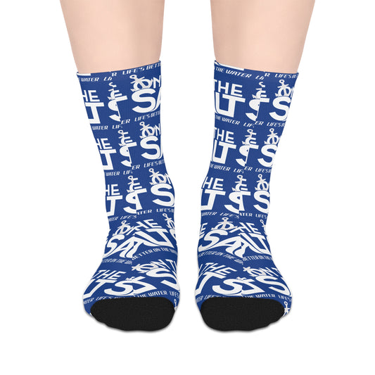 The Outsiders Inspired Mid-Calf Graphic Socks — Blue Text Pattern