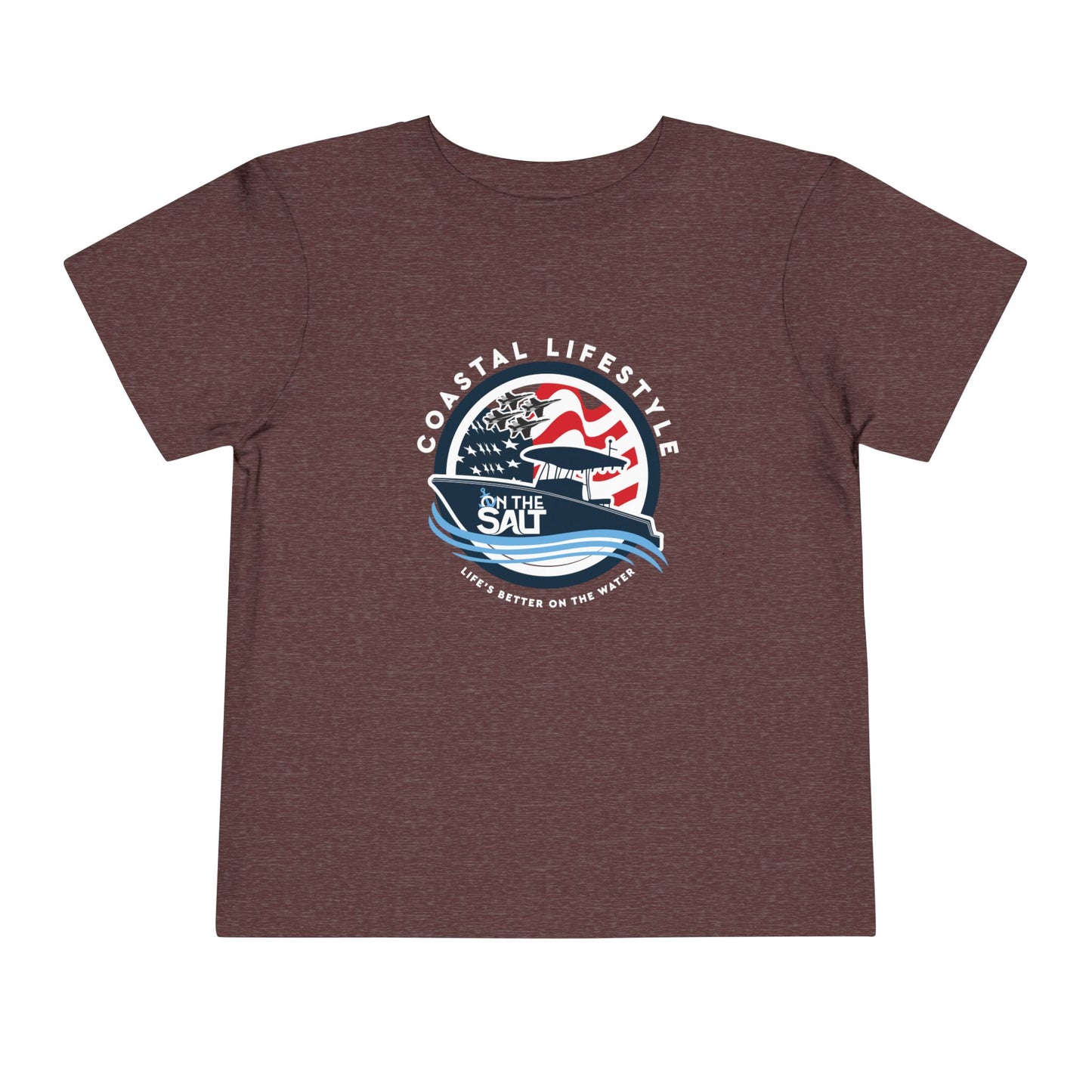 Toddler Tee - "Born to Be Salty" Nautical American Flag Boat Graphic