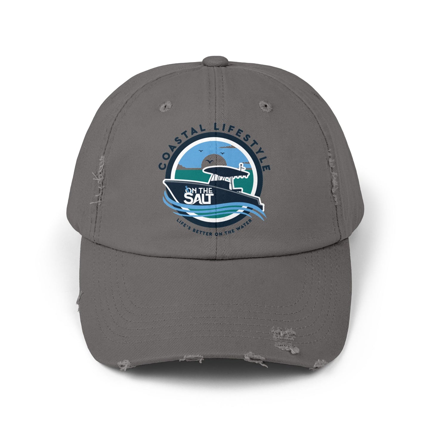Gray cap with 'On the Salt' logo on a white background