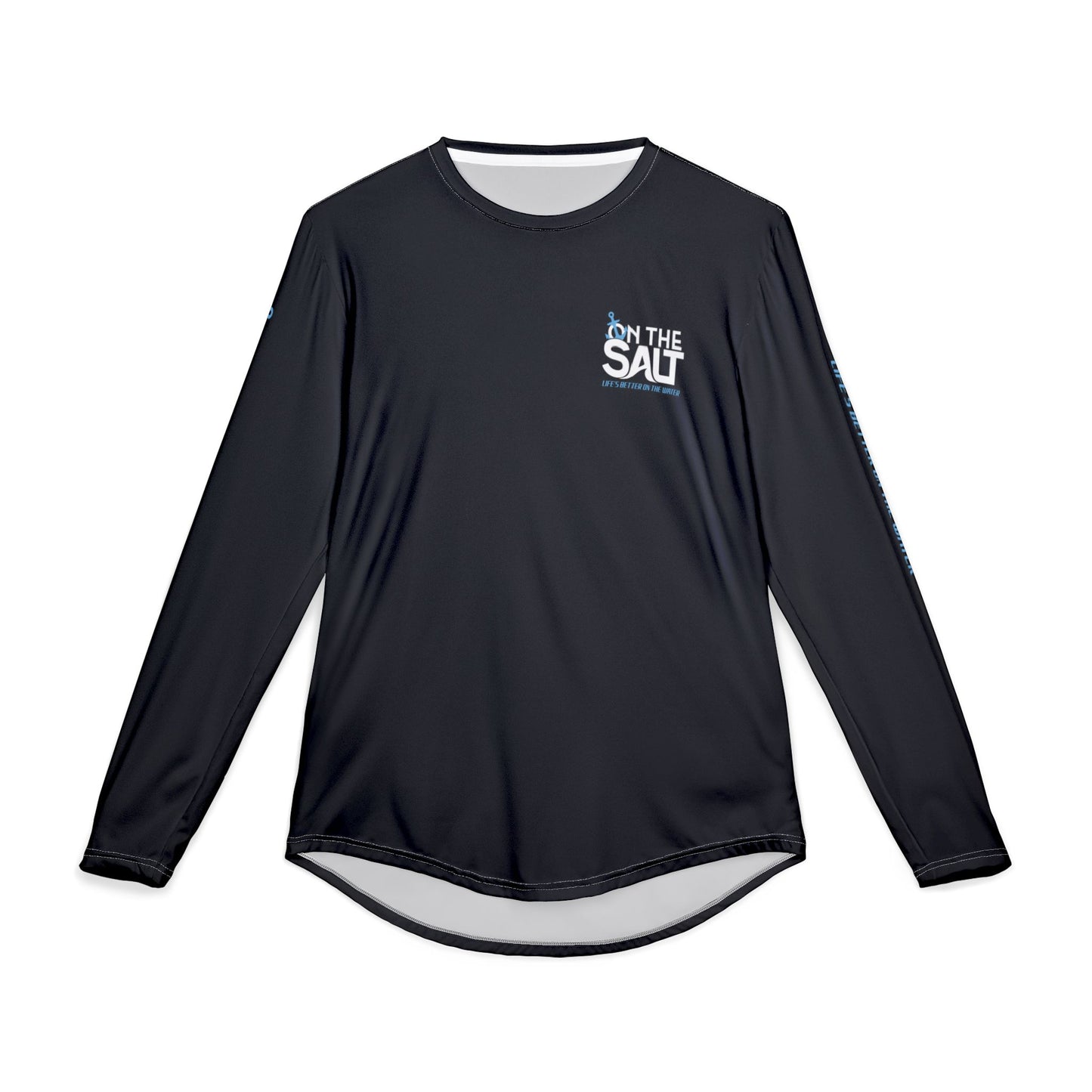 Men's Black UV Protection Long Sleeve Shirt, 'On The Salt' logo on a white background