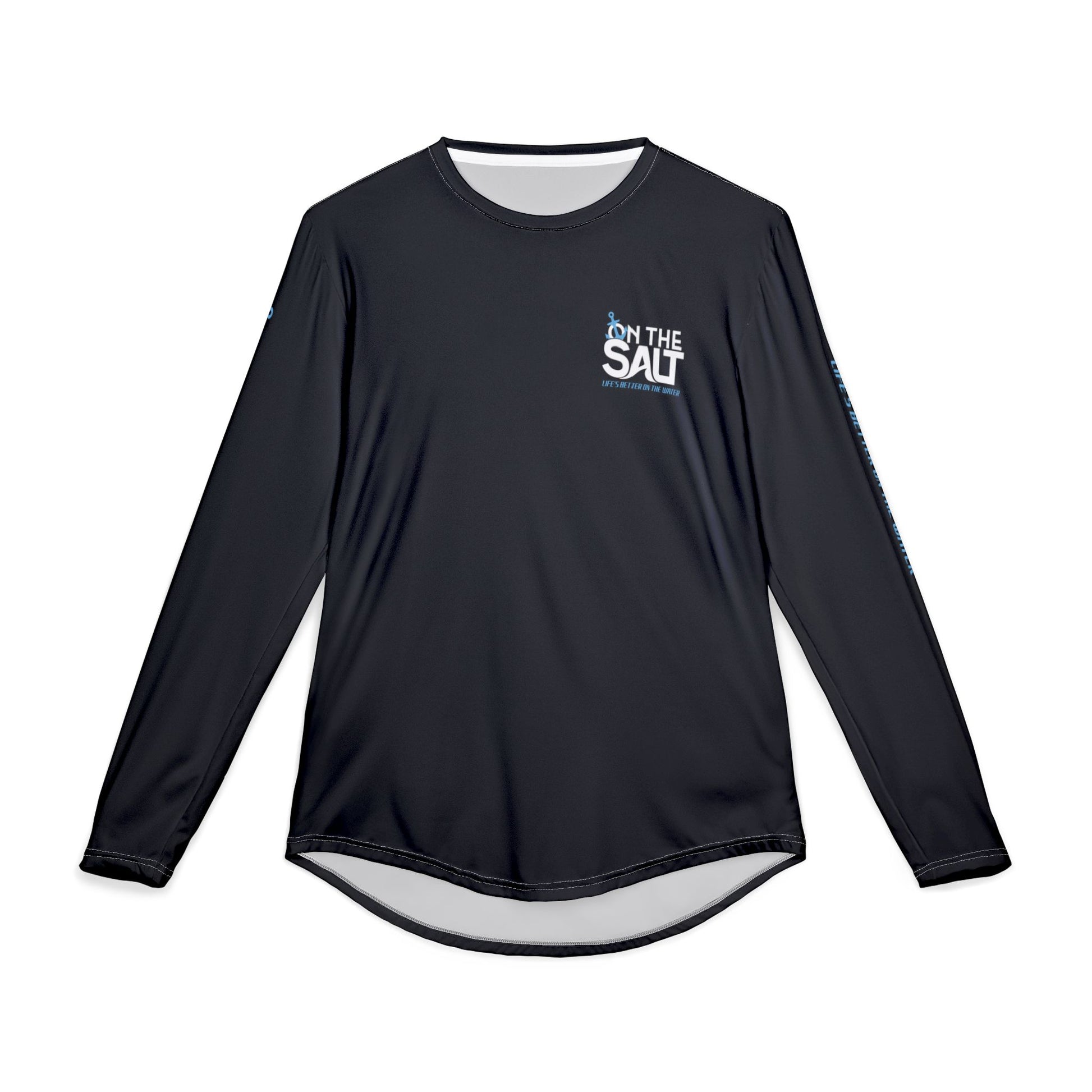 Men's Black UV Protection Long Sleeve Shirt, 'On The Salt' logo on a white background