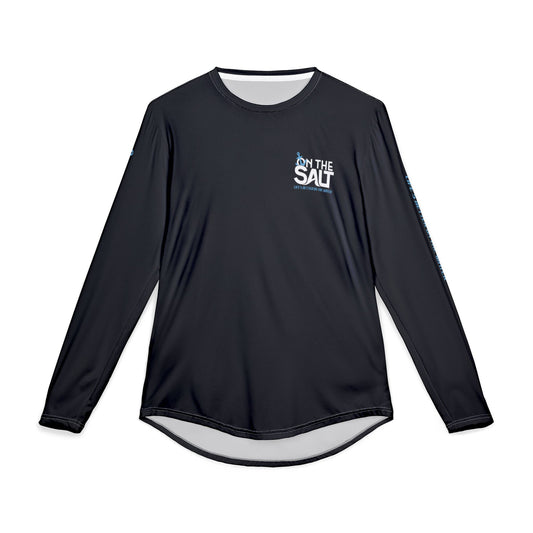 Men's Black UV Protection Long Sleeve Shirt, 'On The Salt' logo on a white background