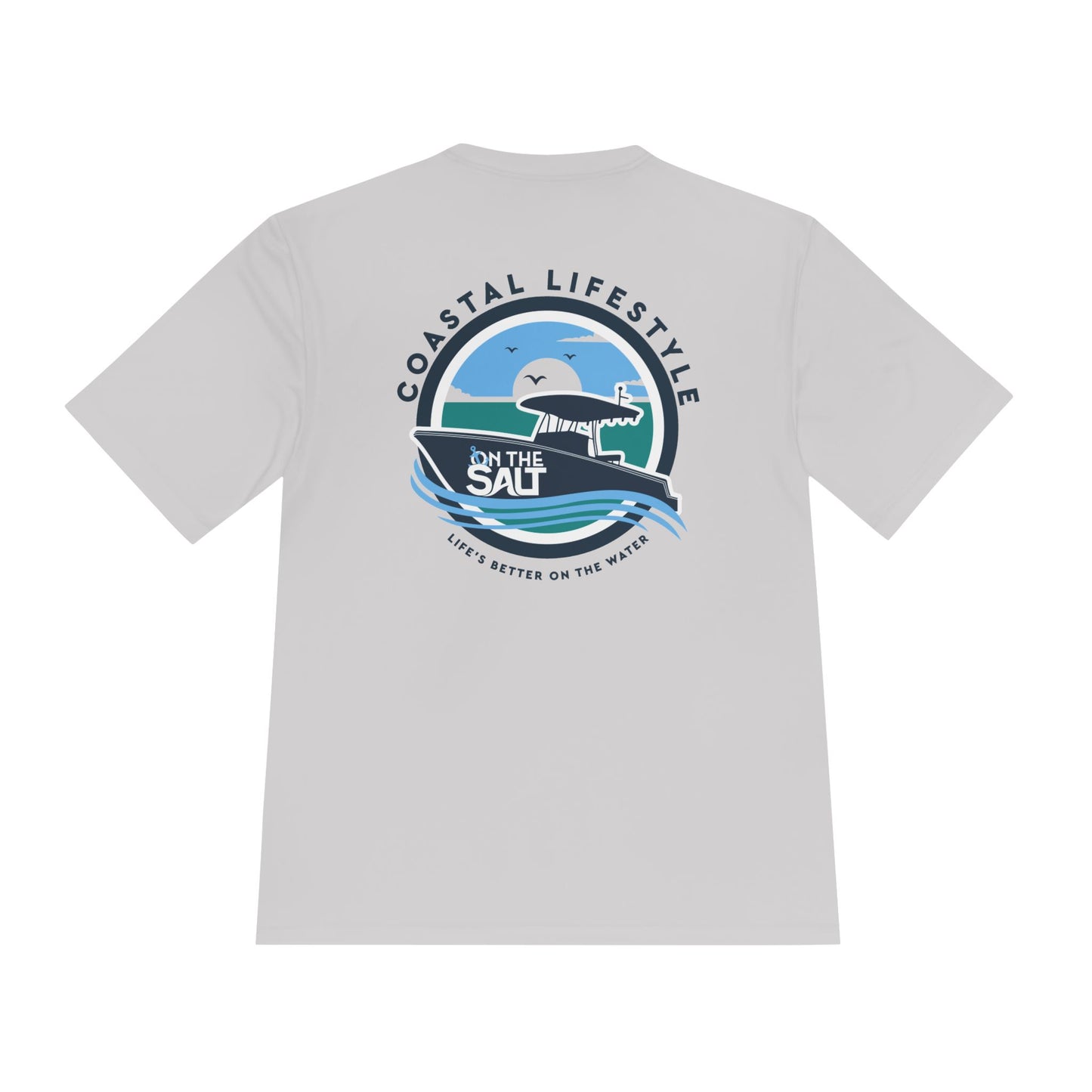 On The Salt Unisex Cocktail Moisture Wicking Tee back view grey