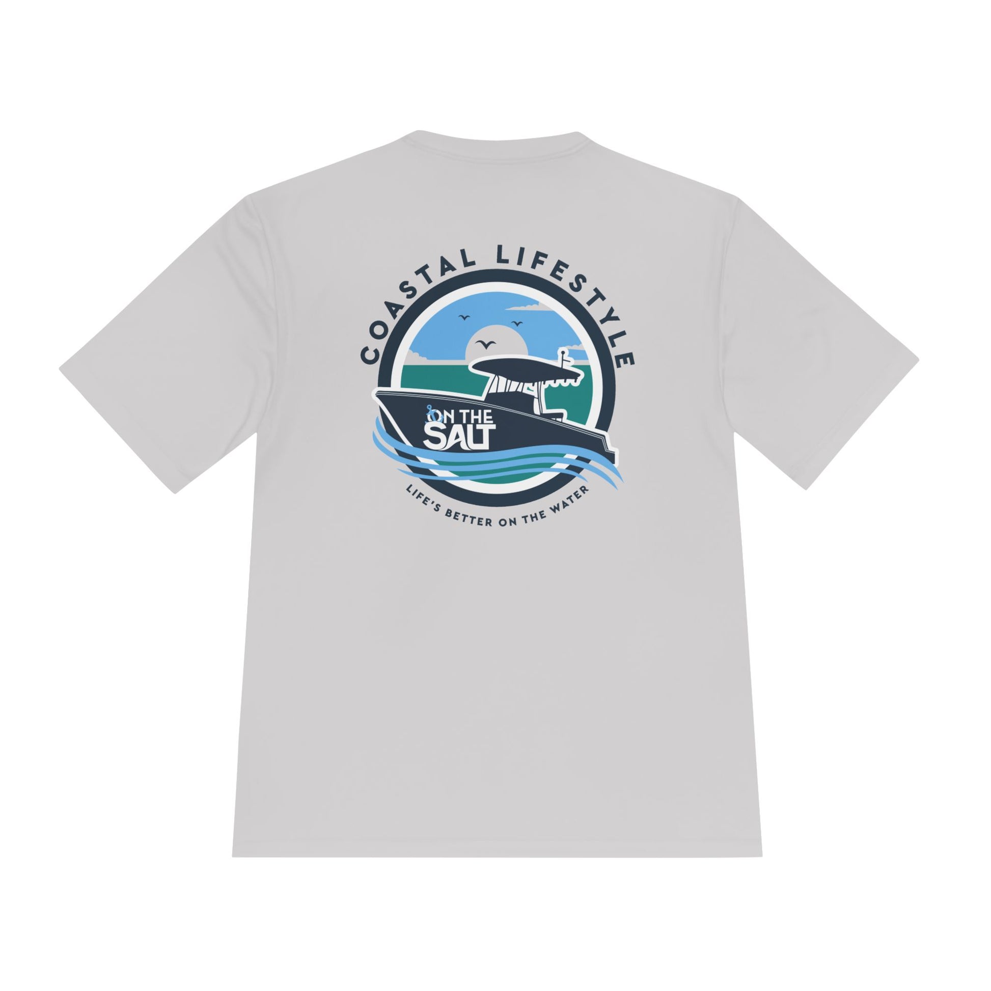 On The Salt Unisex Cocktail Moisture Wicking Tee back view grey